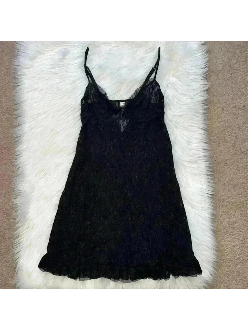 Inner Secrets Lingerie Y2K Gothic Lace Babydoll Ruffle Hem Medium - Picture 2 of 9